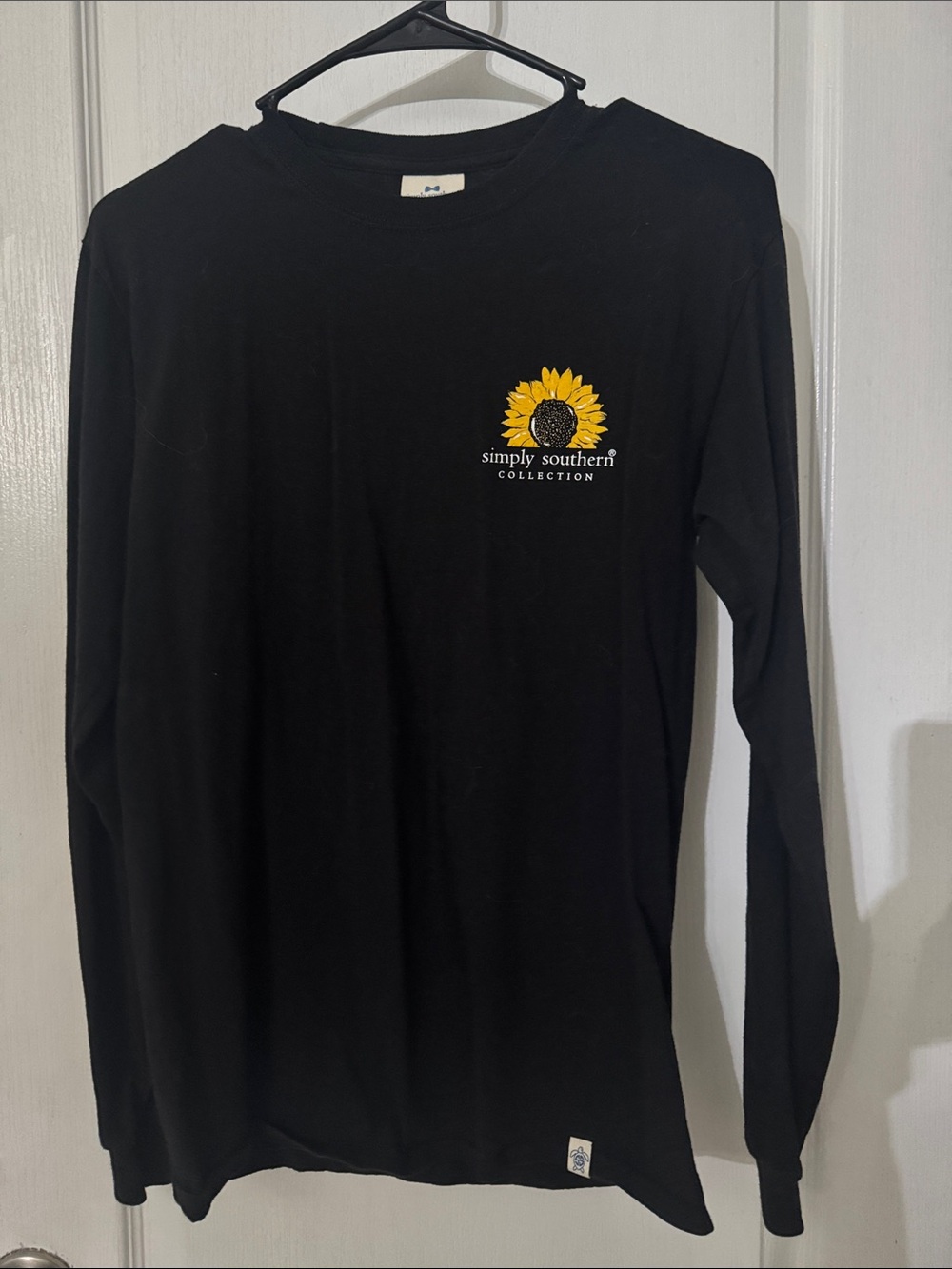 Simply Southern Black Long-Sleeve Tee with Yellow Sunflower Chest Logo